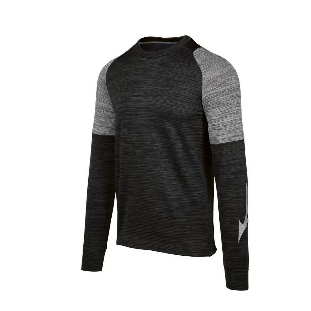 Panske Tričko Mizuno Velocity Long Sleeve Crew Čierne Vypredaj JRVD32417